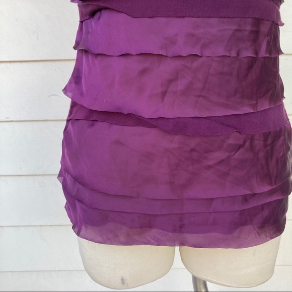 Ann Taylor Deep Purple Plum Ruffle Sleeveless Tank Silky Top Business Casual med - Picture 2 of 4